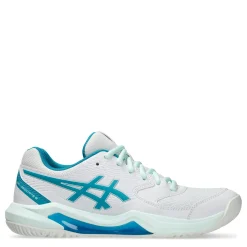 ASICS Sneakers & Athletic|Women's , GEL-Dedicate 8 Pickleball Shoe - Wide Width White/Teal Blue