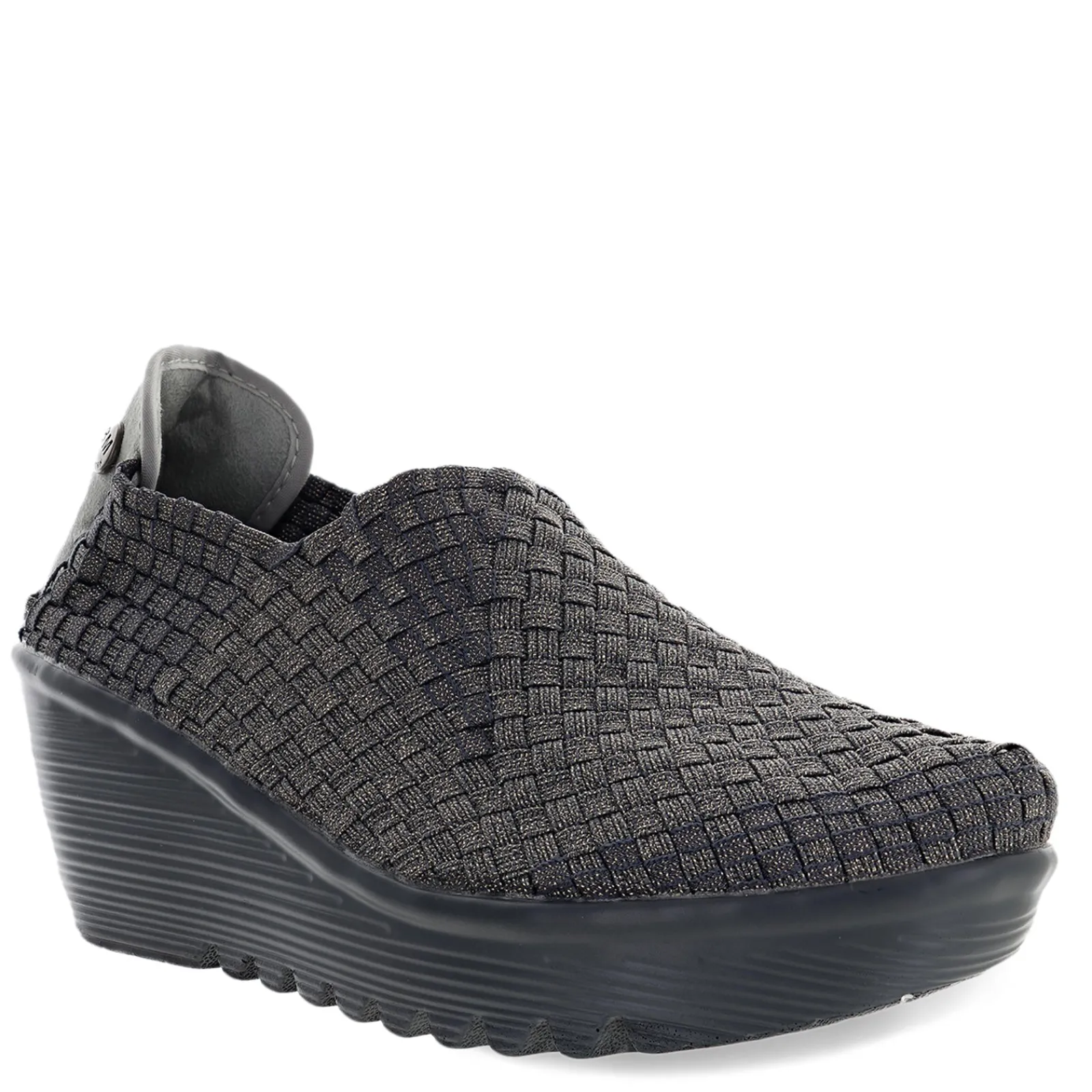 Bernie Mev Wedges|Women's , Gem Slip-On Grey Shimmer