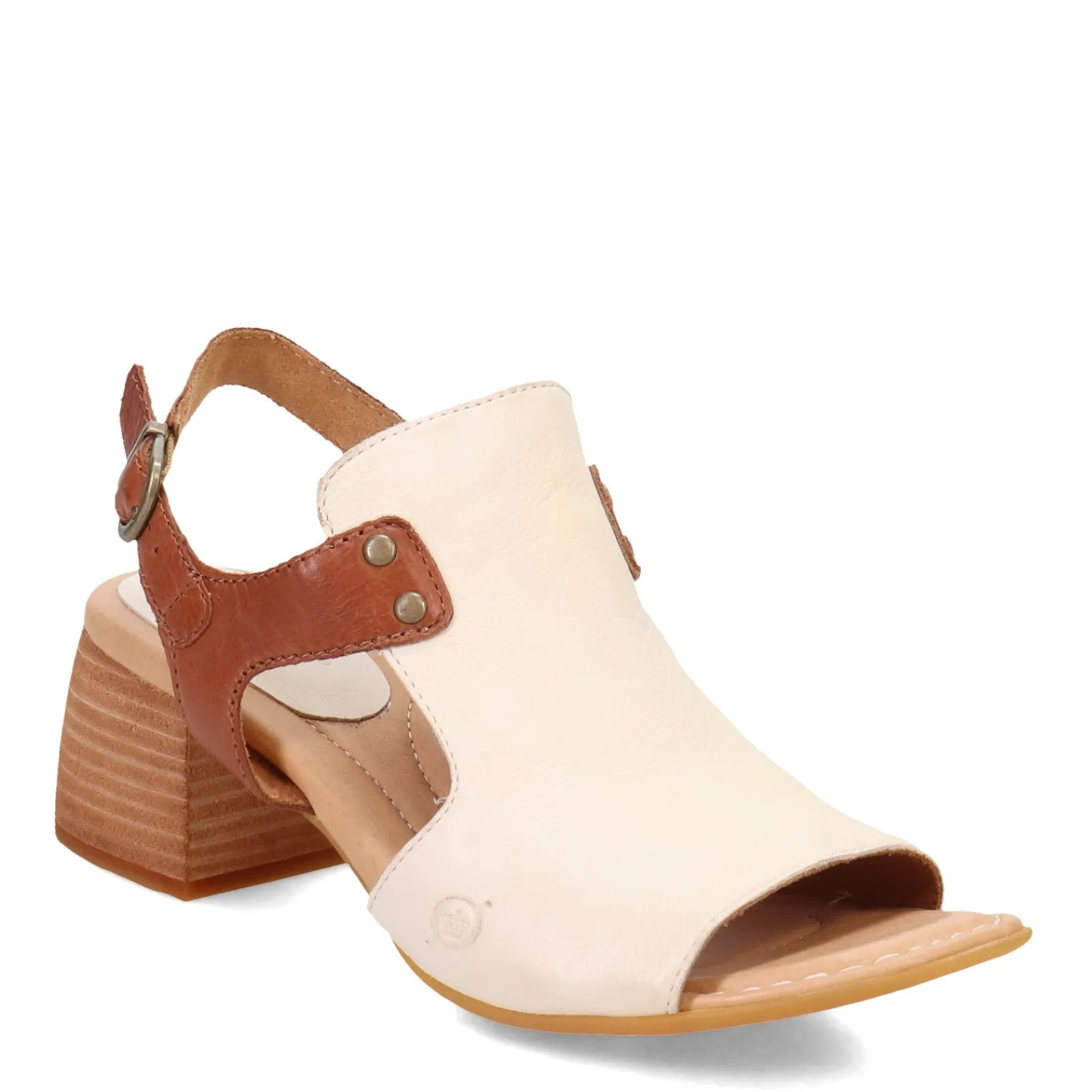 Born Pumps & Heels|Women's , Sylvie Sandal White/Brown