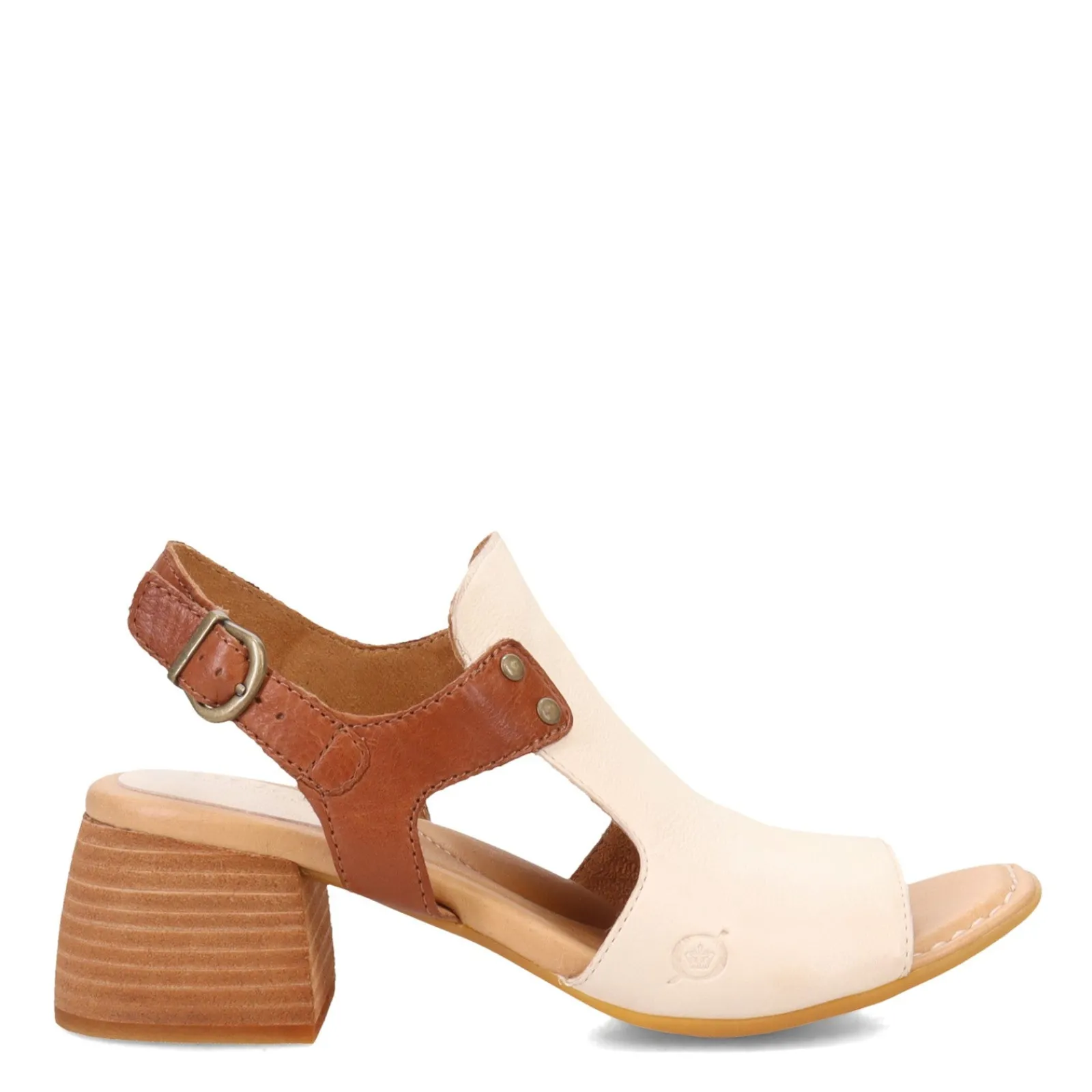 Born Pumps & Heels|Women's , Sylvie Sandal White/Brown