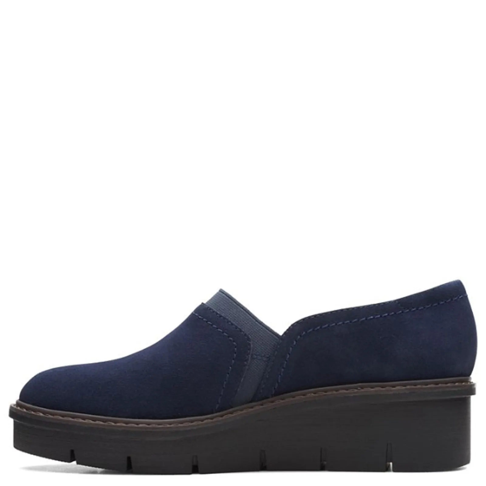 Clarks Loafers|Women's , Airabell Mid Slip-On Navy Suede