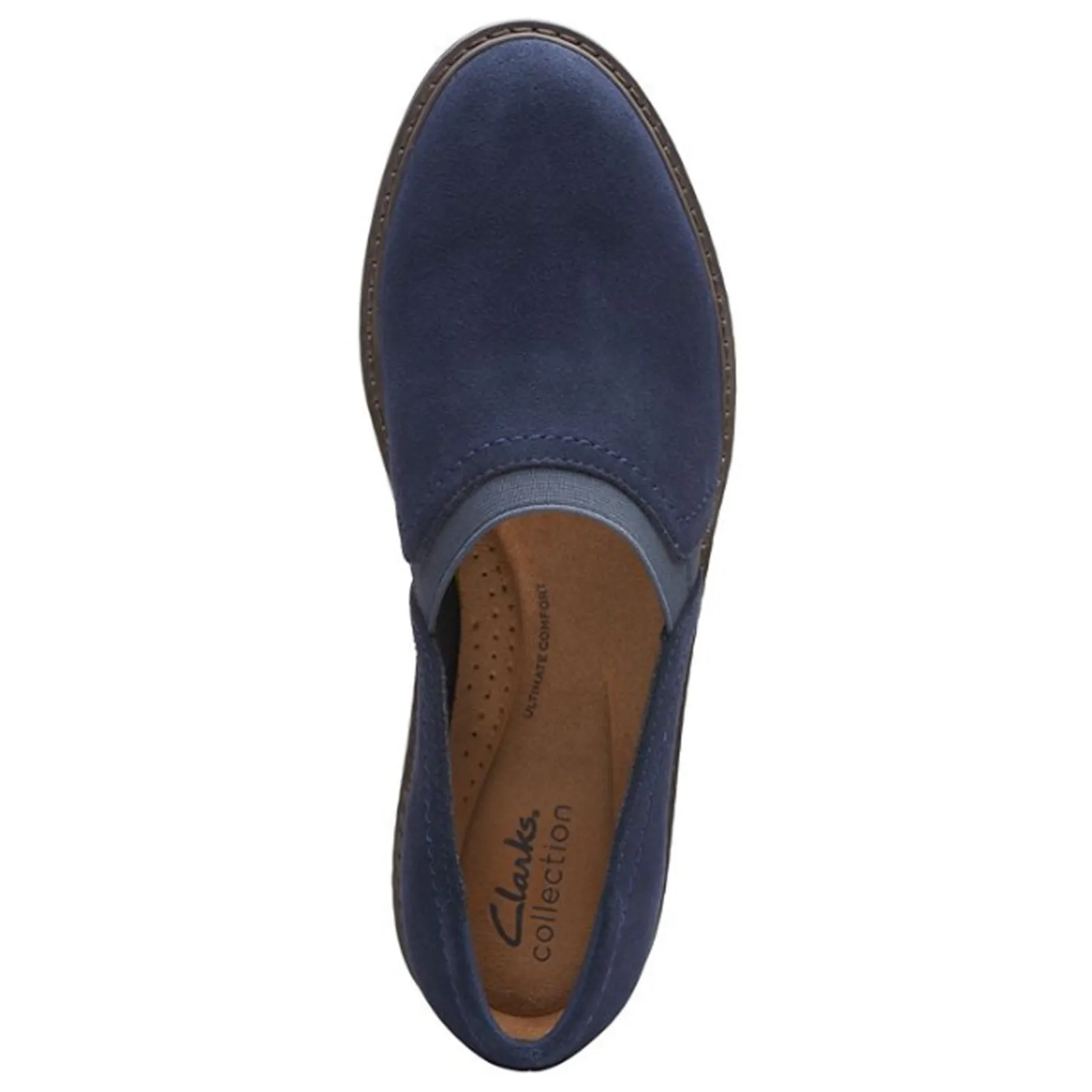 Clarks Loafers|Women's , Airabell Mid Slip-On Navy Suede