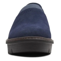 Clarks Wedges|Women's , Airabell Mid Slip-On Navy Suede