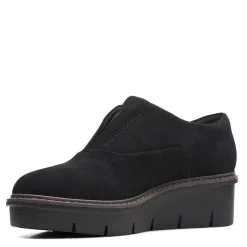 Clarks Loafers|Women's , Airabell Sky Slip-On Black Suede