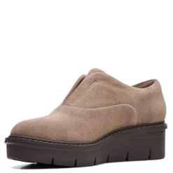 Clarks Wedges|Women's , Airabell Sky Slip-On Pebble Suede