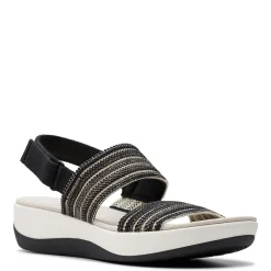Clarks Wedges|Women's , Arla Stroll Sandal Black Combi