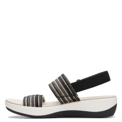 Clarks Wedges|Women's , Arla Stroll Sandal Black Combi