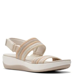 Clarks Wedges|Women's , Arla Stroll Sandal Beige Combi