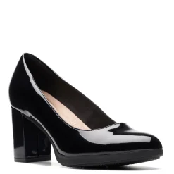 Clarks Pumps & Heels|Women's , Bayla Skip Pump Black Patent
