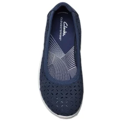 Clarks Flats|Women's , Breeze Roam Slip-On Navy
