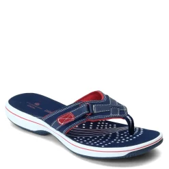Clarks Sandals|Women's , Breeze Sea Sandal Red White Blue