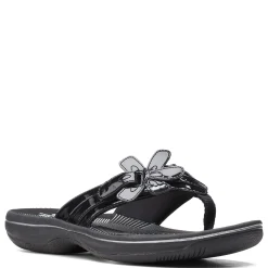 Clarks Sandals|Women's , Brinkley Flora Sandal Black Patent