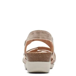 Clarks Wedges|Women's , Calenne Clara Sandal Bronze Metallic
