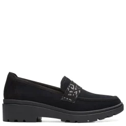 Clarks Slip-On Shoes|Women's , Calla Ease Loafer Black Suede