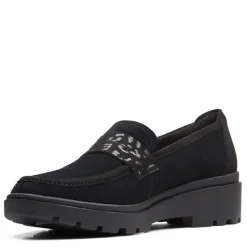 Clarks Loafers|Women's , Calla Ease Loafer Black Suede