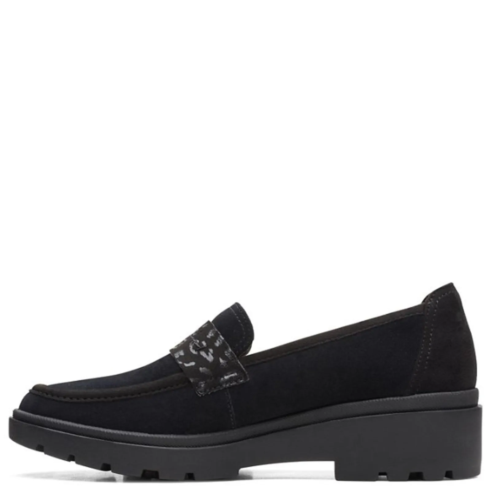 Clarks Loafers|Women's , Calla Ease Loafer Black Suede
