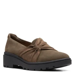 Clarks Loafers|Women's , Calla Style Loafer Olive Suede