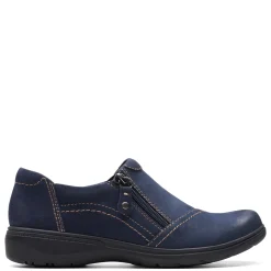 Clarks Loafers|Women's , Carleigh Ray Slip-On Navy Nubuck