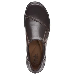 Clarks Flats|Women's , Carleigh Ray Slip-On Dark Brown