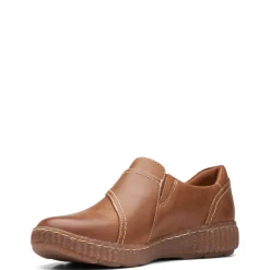 Clarks Flats|Women's , Caroline Pearl Slip-On Dark Tan