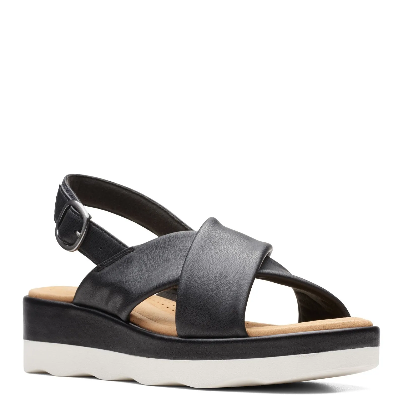 Clarks Wedges|Women's , Clara Cove Sandal Black