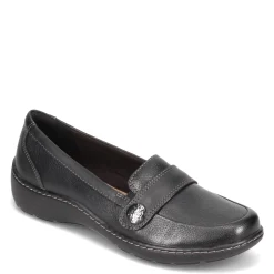 Clarks Flats|Women's , Cora Daisy Slip-On Black