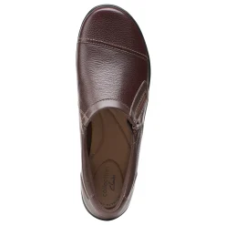 Clarks Loafers|Women's , Cora Giny Slip-On Dark Brown