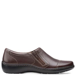 Clarks Flats|Women's , Cora Giny Slip-On Dark Brown