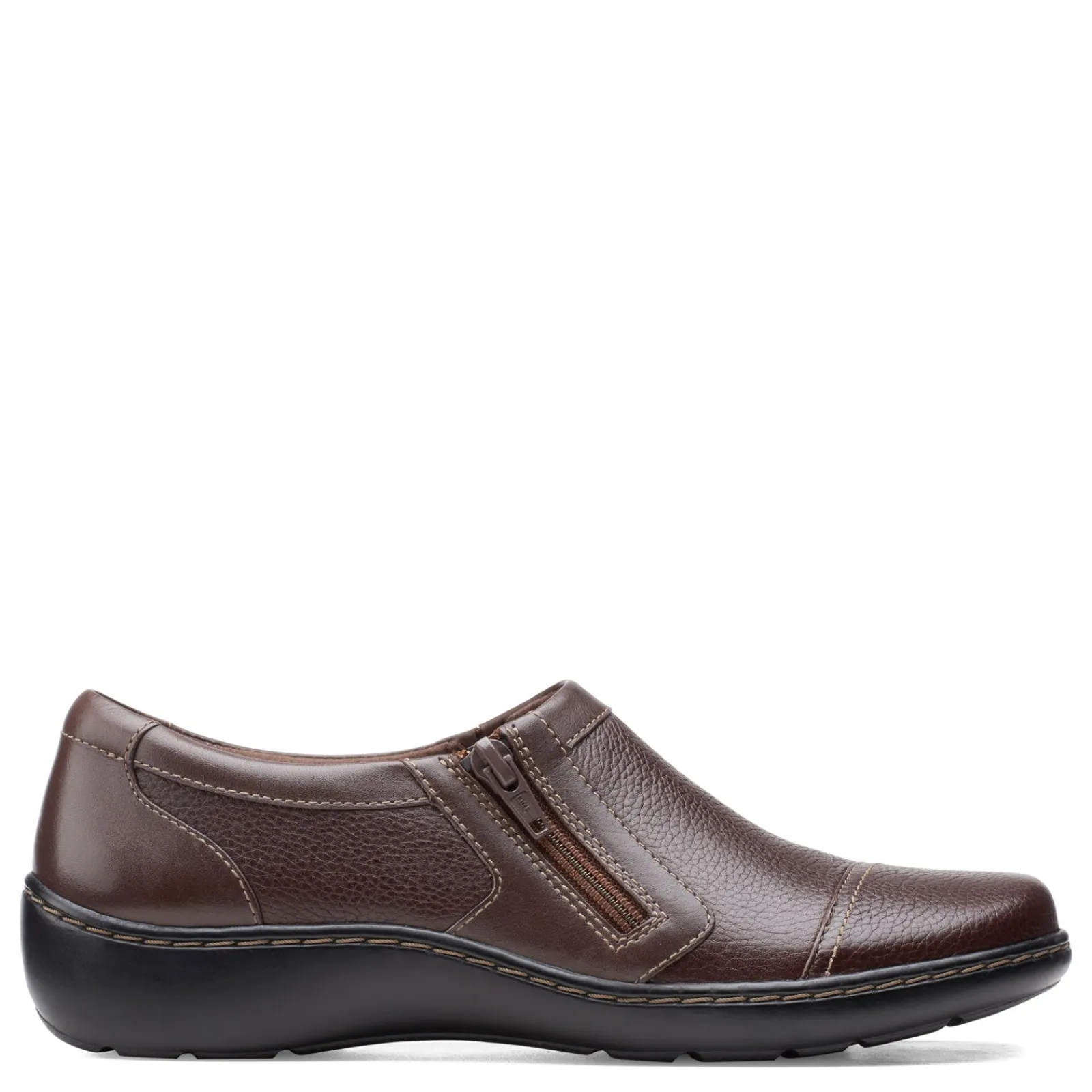 Clarks Flats|Women's , Cora Giny Slip-On Dark Brown