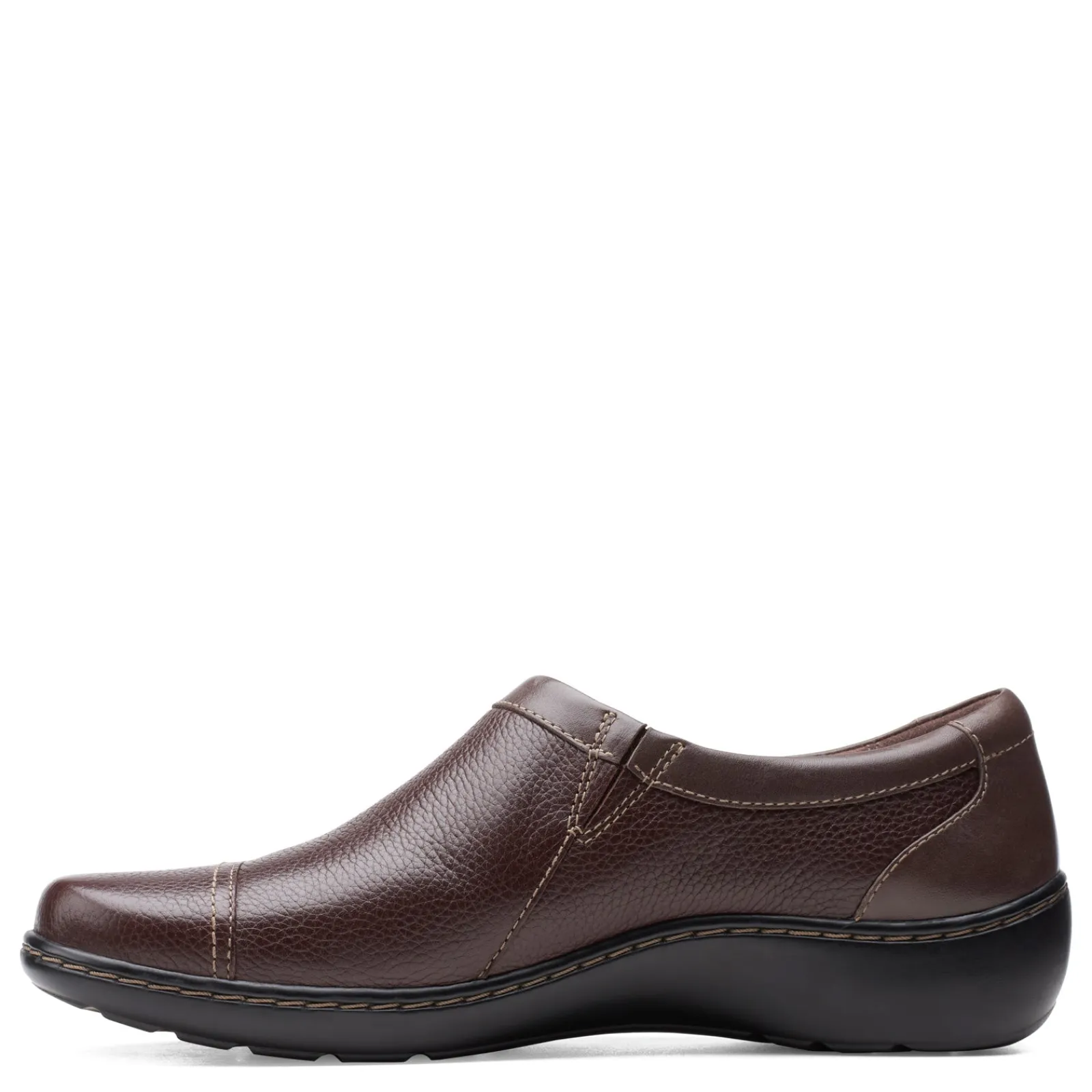Clarks Flats|Women's , Cora Giny Slip-On Dark Brown