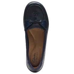 Clarks Flats|Women's , Cora Haley Slip-On Navy