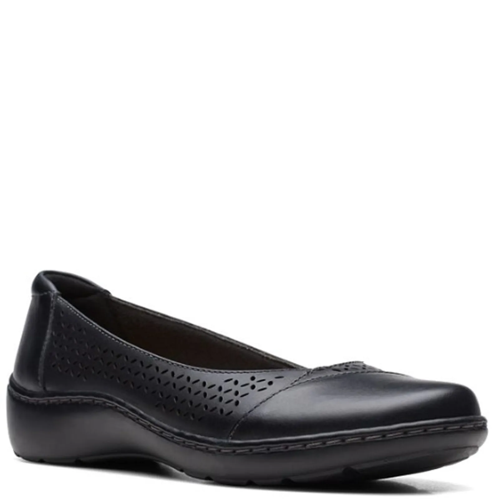 Clarks Flats|Women's , Cora Iris Slip-On Black