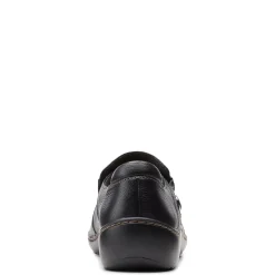 Clarks Slip-On Shoes|Women's , Cora Poppy Slip-On Black Smooth