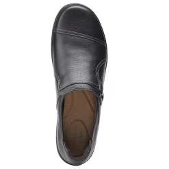 Clarks Slip-On Shoes|Women's , Cora Poppy Slip-On Black Smooth