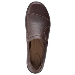 Clarks Flats|Women's , Cora Poppy Slip-On Dark Brown