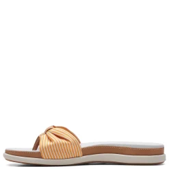 Clarks Sandals|Women's , Eliza June Sandal Golden Yellow/Off White Canvas