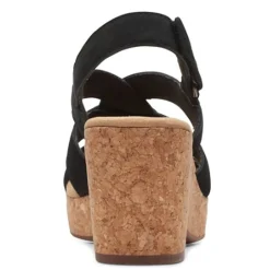 Clarks Pumps & Heels|Women's , Giselle Beach Sandal Black Nubuck