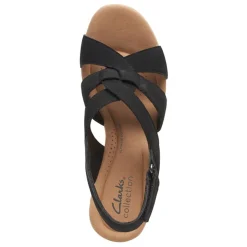 Clarks Pumps & Heels|Women's , Giselle Beach Sandal Black Nubuck
