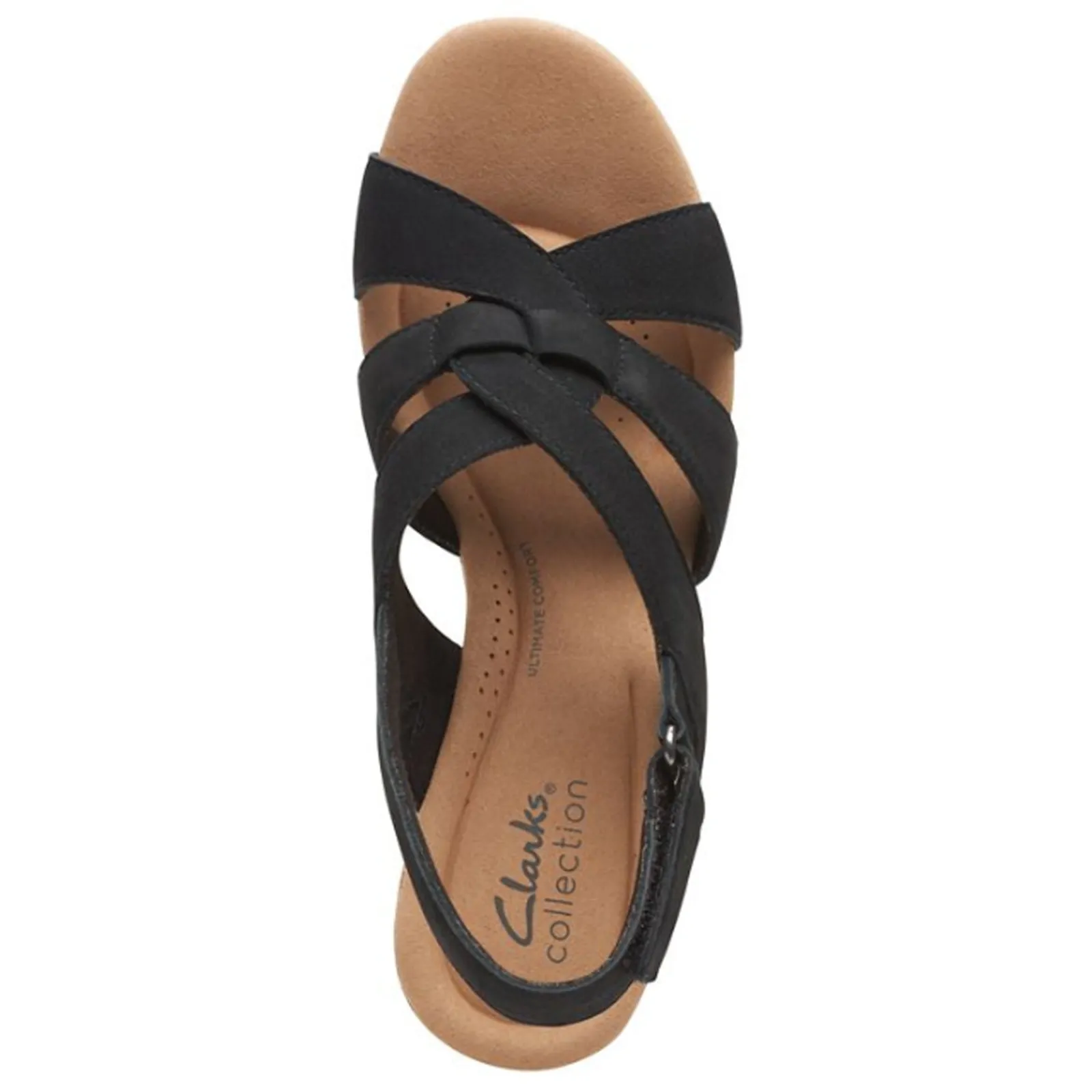 Clarks Pumps & Heels|Women's , Giselle Beach Sandal Black Nubuck