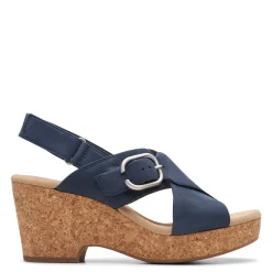 Clarks Wedges|Women's , Giselle Dove Sandal Navy