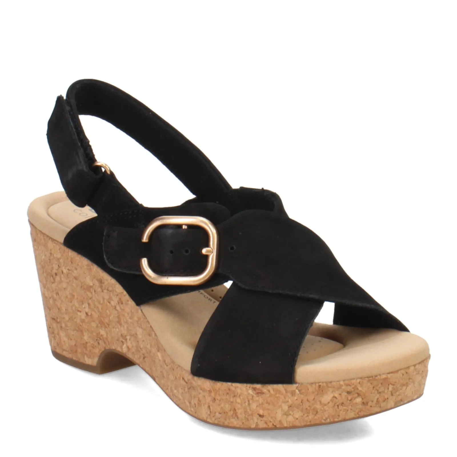Clarks Wedges|Women's , Giselle Dove Sandal Black