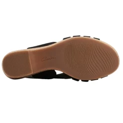 Clarks Wedges|Women's , Giselle Ivy Sandal Black Nubuck