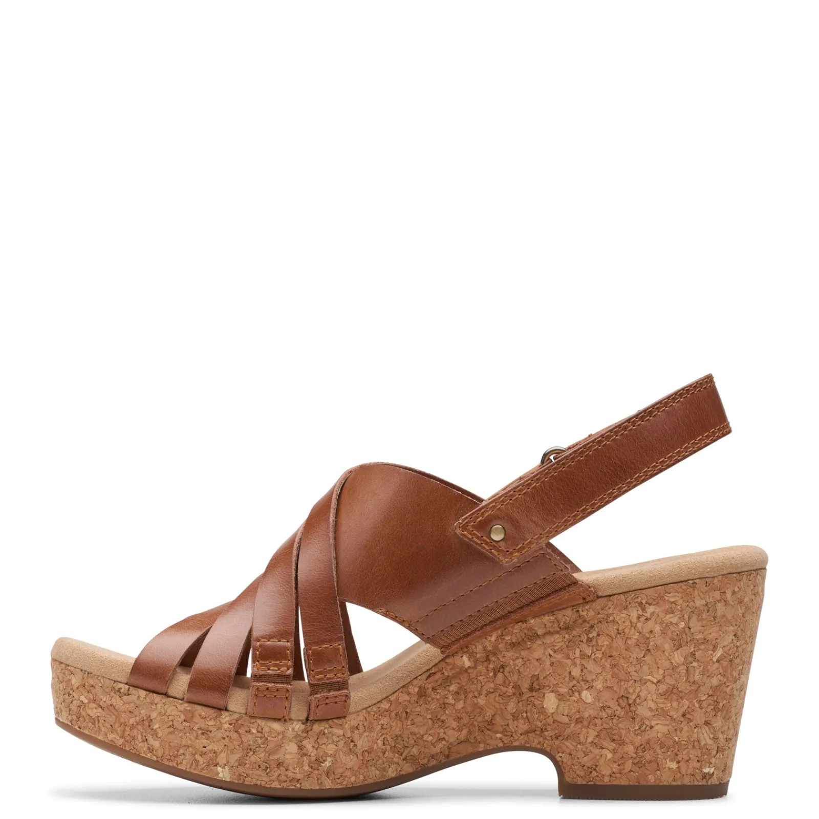 Clarks Wedges|Women's , Giselle Ivy Sandal Tan Leather