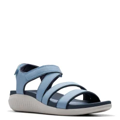 Clarks Wedges|Women's , Glide Hi Ella Sandal Denim