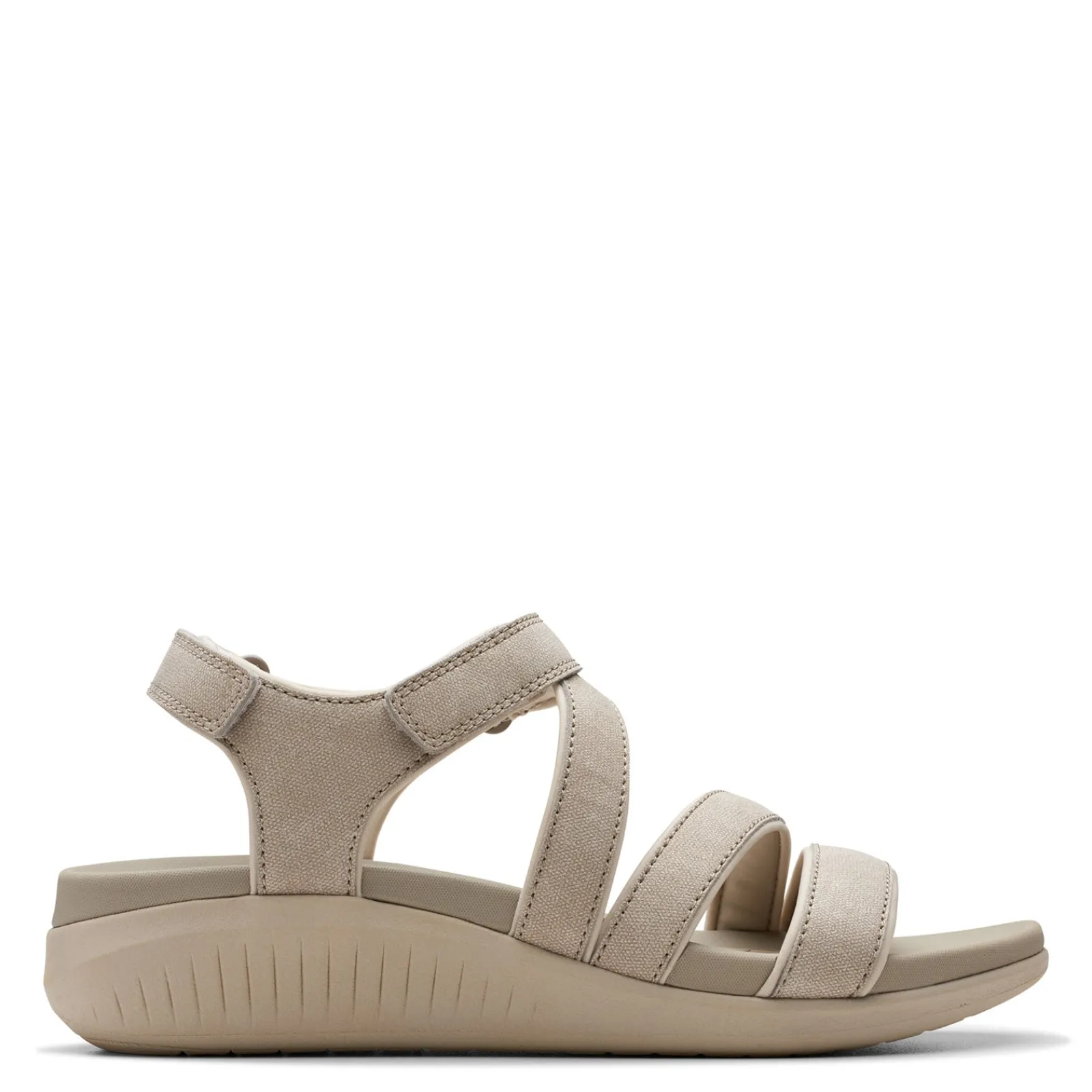 Clarks Wedges|Women's , Glide Hi Ella Sandal Stone