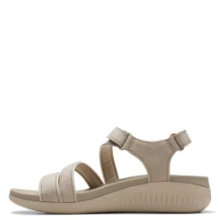 Clarks Wedges|Women's , Glide Hi Ella Sandal Stone