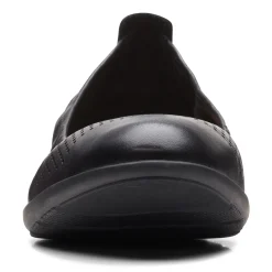 Clarks Slip-On Shoes|Women's , Jenette Ease Flat Black Leather