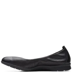 Clarks Slip-On Shoes|Women's , Jenette Ease Flat Black Leather