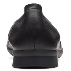 Clarks Slip-On Shoes|Women's , Jenette Ease Flat Black Leather