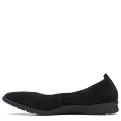 Clarks Slip-On Shoes|Women's , Jenette Ease Flat Black Suede